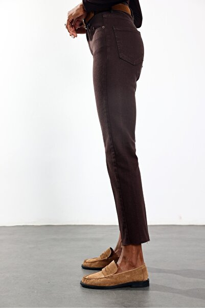 5in1Canpolat Μπλε Καφέ Ψηλόμεσο Τζιν Boyfit