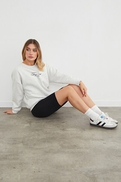 Fulla Moda 3 İplik Manhattan Baskılı Bisiklet Yaka Sweatshirt