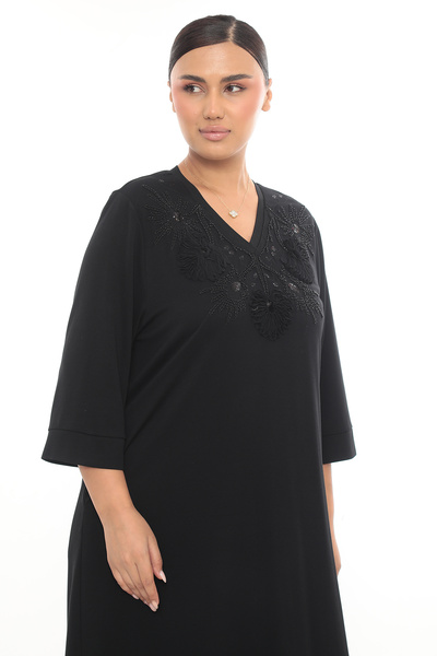 MİHANNA BÜYÜK BEDEN ELBİSE NAKIŞ İŞLEMELİ