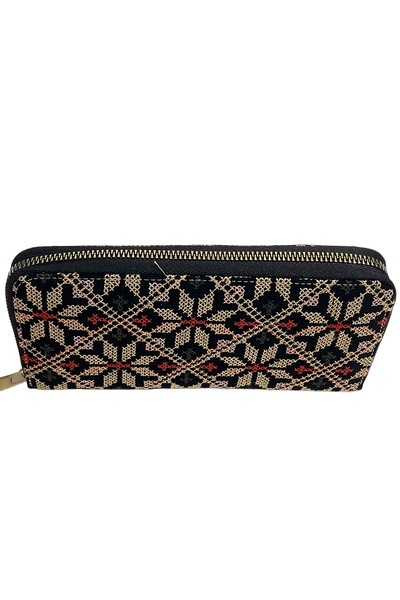 Zaytoon Palestinian Traditional Gold Embroidered Single Zipper Women's Large Wallet 20*10 cm A100018