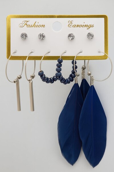 Shiklik 5-Piece Stone Beaded Model Elegant Women's Earring Set