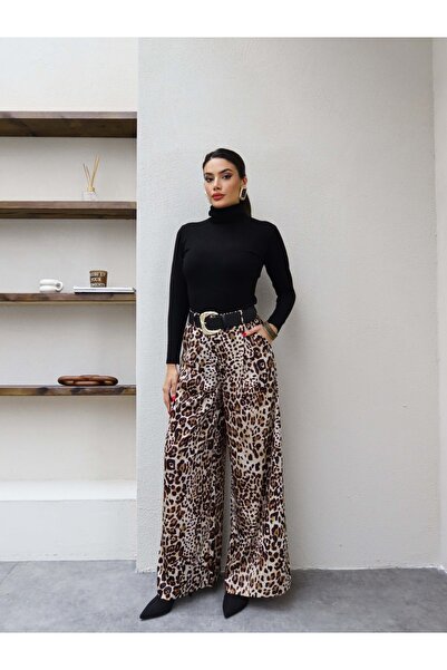 ESRAHELVACI Gold Kemerli Leo Pantolon