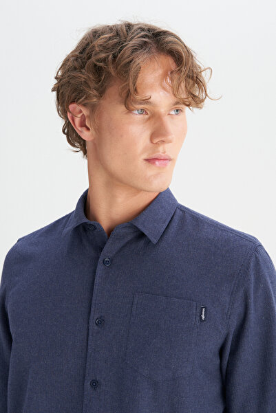 WRANGLER %100 Pamuk Regular Fit Normal Kesim Lacivert Gömlek