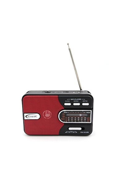 Yuegan Radio with MP3 Player, Aux, USB, Solar Charging, Red and Black