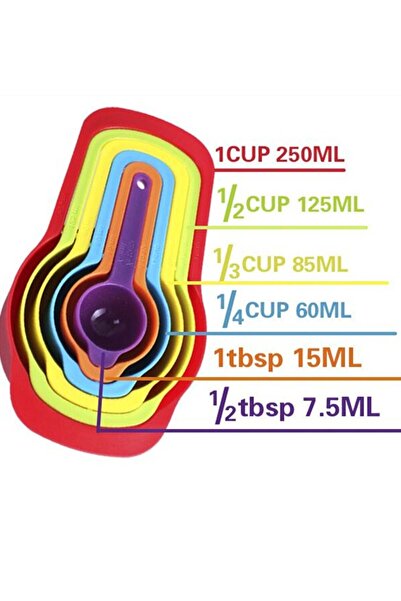 Generic 6PCS Color Measuring Cups Plastic Measuring Spoon