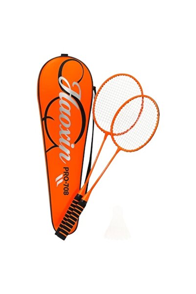 ABS Set 2 rachete de badminton + husă, portocaliu, mâner antiderapant