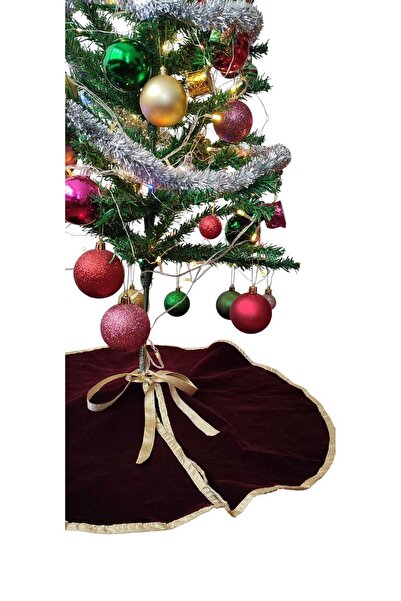 MODA NUR Christmas Pine Tree Bottom Cover, Pine Tree Foot Carpet Cover, Burgundy Velvet 70 cm