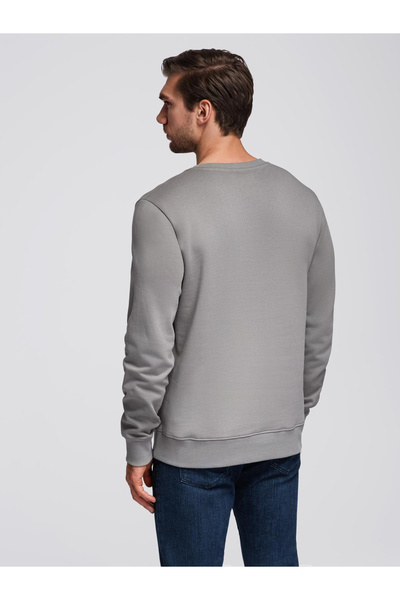 OMBRE BASIC men's sweatshirt with round neckline - cream V11 OM-SSBN-0175