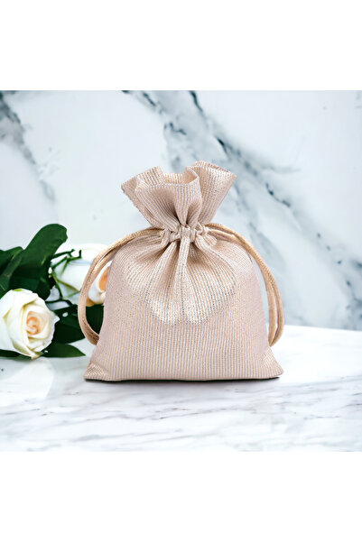 Crisalida Crisalida satin gift bag with lurex, 10 x 13 cm, Golden beige