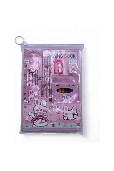 ABS Set desen cu rechizite pentru copii, 8 creioane, 8 creioane colorate, rad...