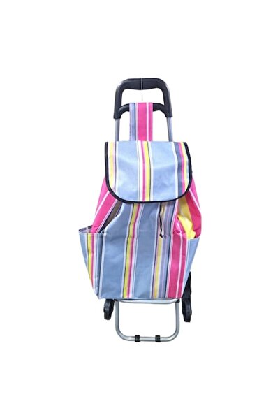 ABS Aluminum shopping trolley, striped, 3-wheel with bag — eases stair climbing, purple