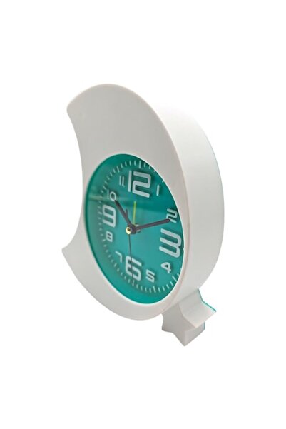 ABS Table Clock, Crescent Shape, 18 cm, Turquoise