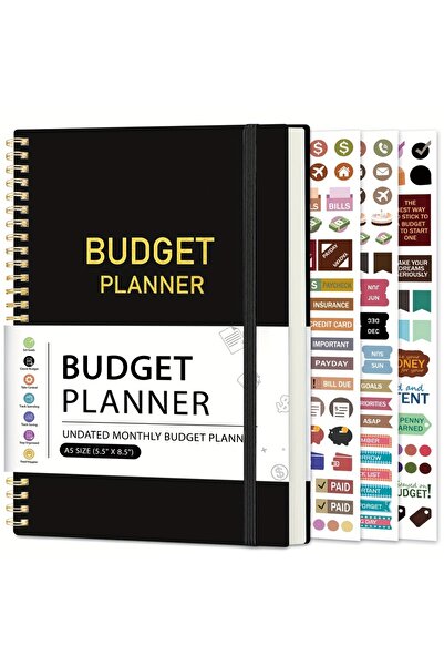 choice2 Black Monthly Finance Budget Planner Organizer with Expense Tracker N...