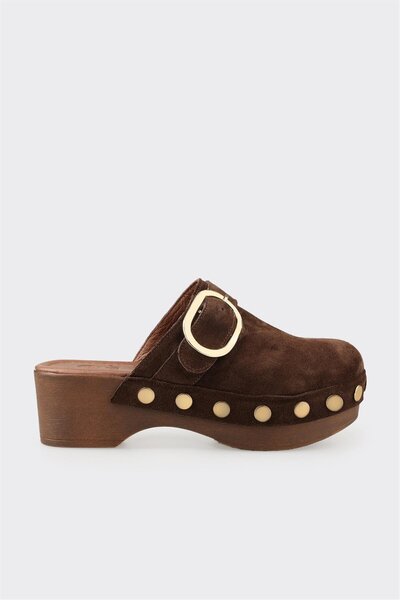 Elle Shoes Kahve Deri Kadın Terlik