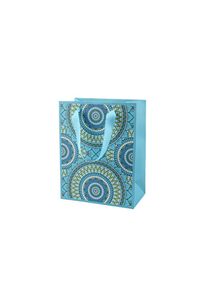 Crisalida Crisalida paper gift bag, 18 x 23 x 10 cm, Azure blue mandalas