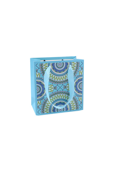 Crisalida Crisalida paper gift bag, 14 x 15 x 7 cm, Azure blue mandalas