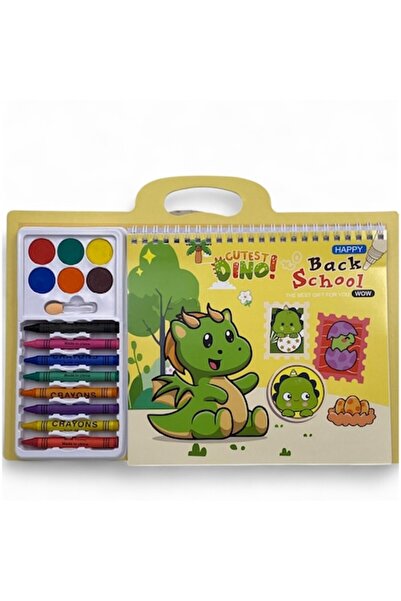 ABS Set desen pentru copii, caiet de desen spirala, acuarele 6 culori cu pens...