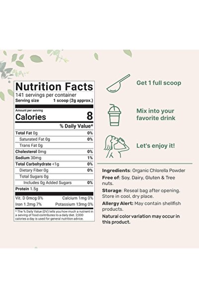 Micro ingredients Organic Chlorella Powder 8 Ounce, Rich in Immune Vitamins, ...