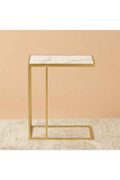 Lifestyle Marble Top Side Table - 45x25x56 cms