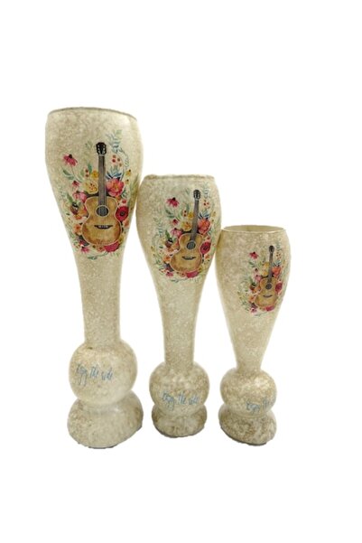 ABS Set de 3 vaze decorative din sticlă, Chitară 33,5 x 8 cm, 28 x 8 cm, 23,5...