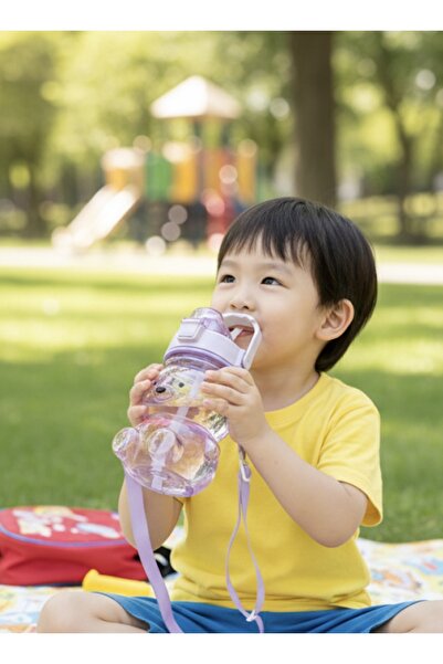 Butik Center Colorful 1000 ml Water Bottle with Smile Teddy Bear and Sticker Gift