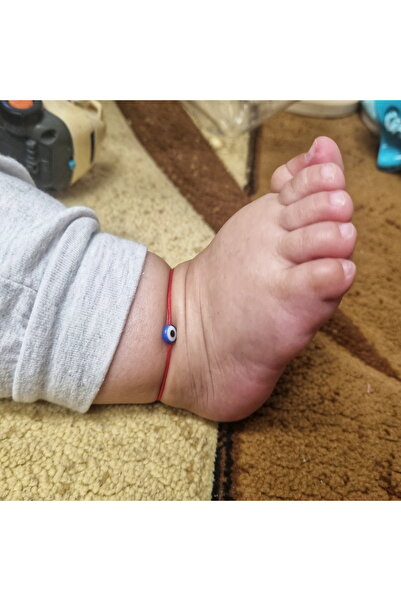 Wild Bracelets Adjustable silk Bebe bracelet with flat evil eye, blue