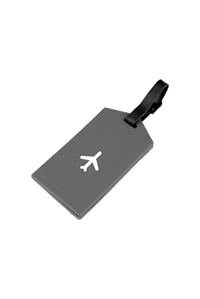 Crisalida Ecuson silicon pentru identificare bagaje Crisalida, motiv avion, 6,5 x 12 cm, Gri