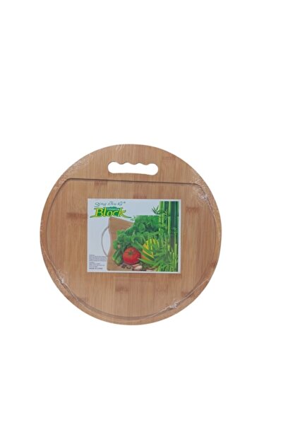 ABS Tocător rotund din bambus cu mâner, diametru 32 cm