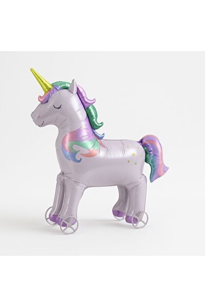 ABS Балон с фигурка на еднорог от пастелно фолио, проходилка на колелца, за м...