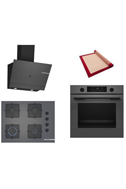 Bosch Gri 3 lü Ankastre Set (HUA736EN0T-POP7C9P30O-DWK67PJ70T) Buhar Destekli...