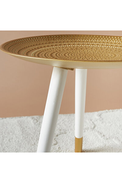 Lifestyle Textured Wooden Accent Table - 49x49x48 cms