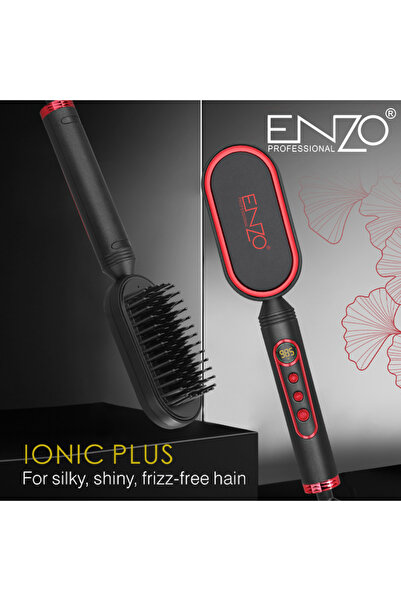Enzo Professional ENZO EN-4201 — فرشاة/مشط فرد شعر صغير محمول، سيراميك، كهربائي، فرد سريع