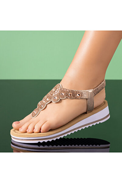 Modlet.ro Sandale aurii pentru femei cu strasuri MOD09391