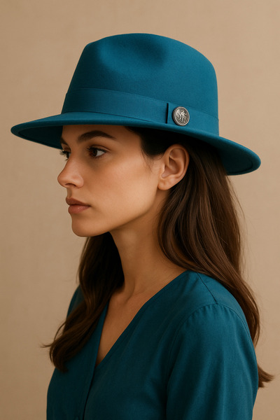 CosmoOutlet Panama Fedora Adjustable Turquoise Color Women's Hat from the Classic Model Category