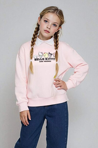 DeFacto Girl's Hello Kitty Oversize Wide Fit Polo Neck Sweatshirt F3413A825Au