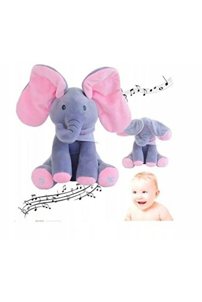 OEM Jucarie de plus, elefant Peek a Boo, canta, se joaca Cucu Bau si acopera fata cu urechile