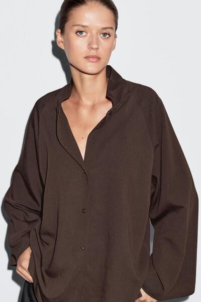 Massimo Dutti Dokulu reglan kollu gömlek