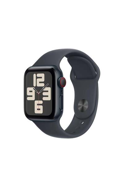 Apple Watch SE GPS + Cellular, 40mm Midnight Aluminium Case, Midnight Sport Band - S/M