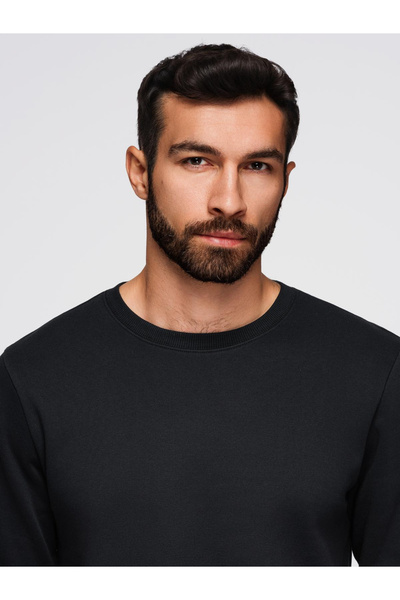 OMBRE Ανδρικό φούτερ BASIC με στρογγυλή λαιμόκοψη - μαύρο V5 OM-SSBN-0175