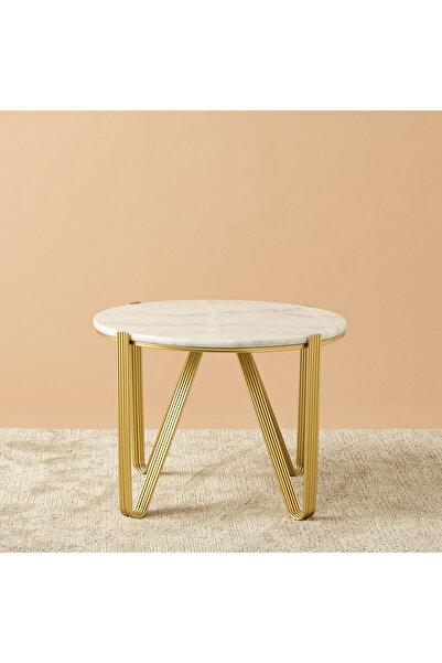 Lifestyle Marble Top Round Accent Table - 60x45 cms