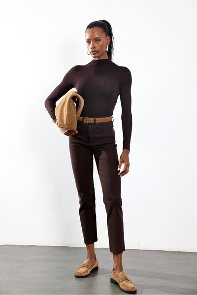 5in1Canpolat Μπλε Καφέ Ψηλόμεσο Τζιν Boyfit