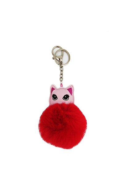 ABS Puff Keyring, Cat, Red
