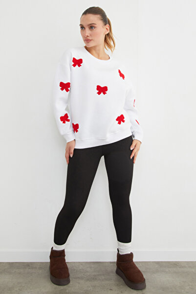 Fulla Moda Hanorac oversize cu broderie cu fundă cu 3 fire