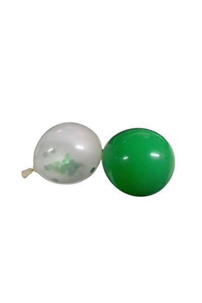 ABS Set of 10 Latex Balloons with Confetti, Green/Transparent