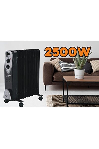 Hausberg Calorifer electric HB-8913NG, 2500 W, 13 elementi, 3 trepte de putere, Termostat, Protectie