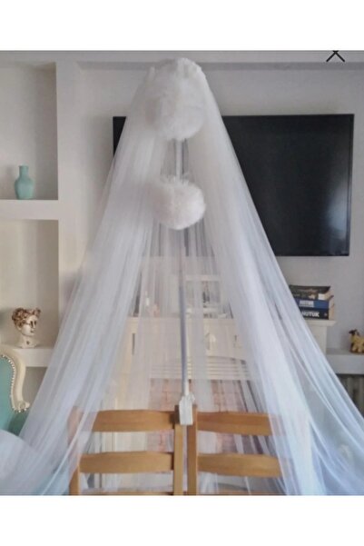 Mutlu Başlangıçlar 6 Metre Genişliğinde Ponponlu Bebek Beşik Cibinlik