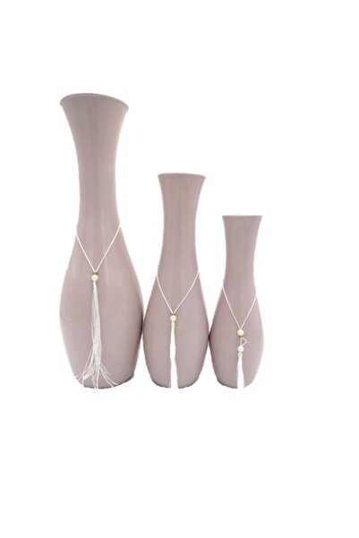 ABS Set 3 vaze decorative din sticlă, Rose, Design Modern 35x10cm, 27x8cm, 23...