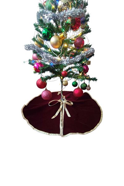 MODA NUR Christmas Pine Tree Bottom Cover, Pine Tree Foot Carpet Cover, Burgundy Velvet 70 cm