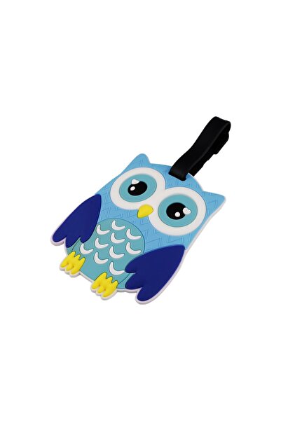 Crisalida Ecuson silicon pentru identificare bagaje Crisalida, motiv bufnita, 7,8 x 9,5 cm, Albastru