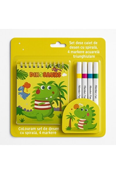 ABS Set dese caiet de desen cu spirala, 4 markere acuarela Triunghiulare, GALBEN